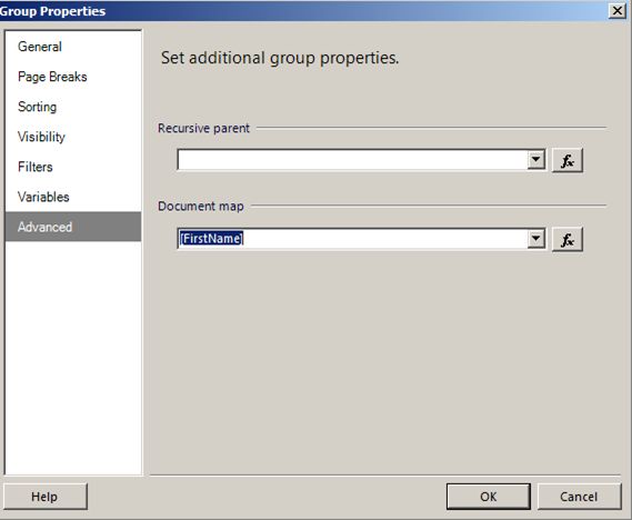 Specify document map column